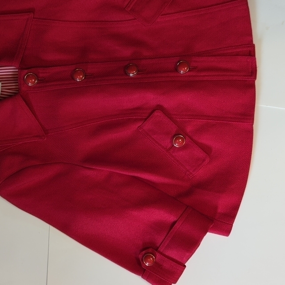 Red Blazer Linen blend Office Siren blazer boxy cropped tailored  Nygard  sz 4P - Picture 4 of 13